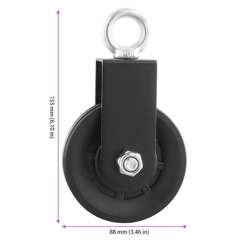 HAKZEON 3 PCS 3.5 Inch Cable Pulley Wheels, 360 Degree Silent Pulley Wheel, Nylon Rotation Traction Wheel for Home Gym Pulley, Lift Pulley System and Home Gym Equipment - Image 2